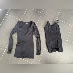 Set of 2 black ribbed rompers from Amazon - XS & S